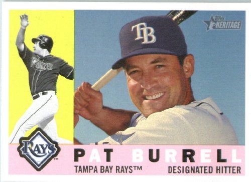 2009 Topps Heritage Baseball Card #658 Pat Burrell Tampa Bay Rays Mint Condition - Shipped In Protective Screwdown Display Case!
