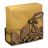 Grasslands Road Home Again Copper Finish Metal Leaf Motif Napkin Holder with Glass Beads