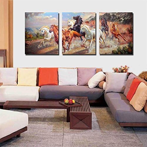 Spirit Up Art Large Running Horses Picture Painting on Canvas Print Stretched and Framed,Ready to Hang, Modern Home Decorations Wall Art set of 3 Each is 40*60cm #D09-283 by Unixtyle