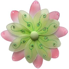 10 Green and Pink Two-Tone Daisy Flower nylon hanging ceiling wall baby nursery room... by Bugs-n-Blooms