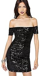 Sexy Strapless Halter Off the Shoulder Velvet Sequined  Dress