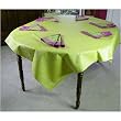 65 inch square Carmagnole Tone on Tone Coated Green French Tablecloth with 6 napkins
