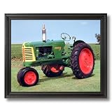 1953 Oliver Crop Farm Tractor Home Decor Wall Picture Black Framed Art Print