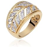 Sensational and Gorgeous: Gold Vermeil Leaf Motif Promise Ring with CZ Diamond