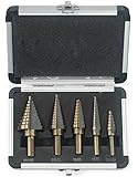 Neiko 10197A Step Drill Bit Set with 1/4-Inch and 3/8-Inch Shanks, SAE, 5-Piece