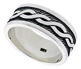 Gent's 3/8 (9 mm) Sterling Silver Celtic Knot Band
