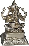 Sitting Ganesha Brass Statue Playing Shehnai 4 x 3 x 5.5 inches