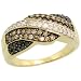 14k Gold Twist Diamond Ring, w/ 0.90 Carat Brilliant Cut White, Black & Chocolate Diamonds, 3/8" (9mm) wide, size 7