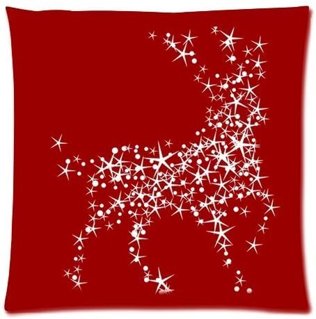 Shiny Christmas Deer In Red Joyous Fashion Decorative Cushion Custom Square Zippered Pillow Case Cover 20"x20" - Twin sides