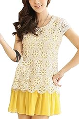 Chiffon General Print Summer Lace Pleated Vintage  Dress