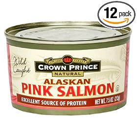 Crown Prince Natural Alaskan Pink Salmon, No Salt Added, 7.5-Ounce Cans (Pack of 12)