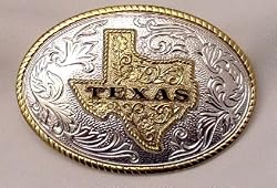 TEXAS STATE STERLING SILVER/GOLD PLATED  BELT BUCKLE