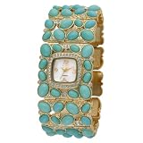 Kenneth Jay Lane Ladies Swarovski � Crystal Accented Gold-Tone Turquoise Cabochon Link Watch... by Kenneth Jay Lane