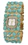 Kenneth Jay Lane Women's KJ4406-TQ Swarovski  Crystal Accented Gold-Tone Turquoise Cabochon Link Watch