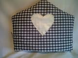 Navy Blue Gingham & Ivory Heart Tea Cosy