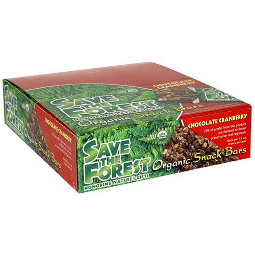 Save The Forest Organic Chocolate Cranberry Snack Bars, 8-Count Box (Pack of 4) by Save the Forest