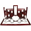 29Pc White Leather & Rosewood Risers Trays Bust Jewelry Display Set