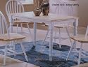 Furniture online: Country Style White & Natural Finish Solid Oak Wood Top Dining Table