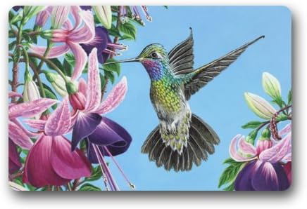 Amazing Water Absorption Quick Drying Door Mat - Popular With Humming Bird And Morning Glory Doormat 23.6"(L) x 15.7"(W)
