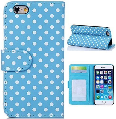 iPhone 6 Plus,iPhone 6 Plus Case,iPhone 6 Plus 5.5 Case,Tiancase Cover for iPhone 6 Plus,iPhone 6 Plus,iPhone 6 Plus Case PU Polka Dot Leather Wallet Flip Protective Skin Case with Magnetic Closure for iPhone 6 Plus, Blue