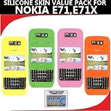 Silicone Skin 4 pc. Value Pack for your Nokia E71, E71x (Yellow, Orange, Green, Light Pink) Bonus DBRoth Microfiber Cleaning Cloth Included