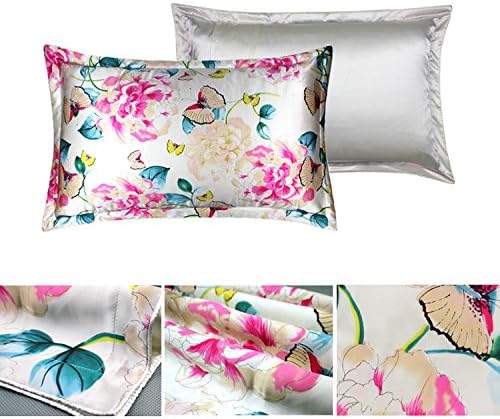 Butterfly kisses flowers, 100% Pure 25mm Mulberry Silk Facial & Hair Beauty Pillowcase, Standard/Queen Size£¬ one pillowcase included only