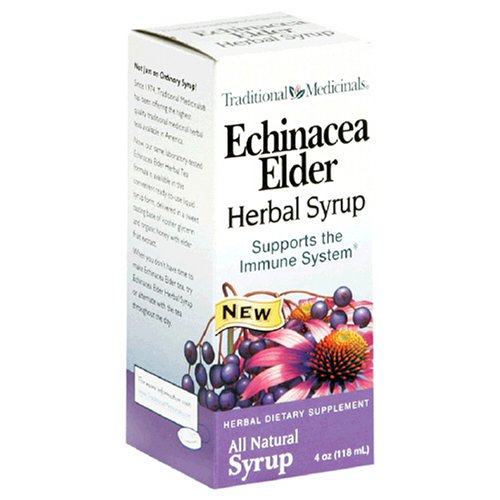Traditional Medicinals Echinacea Elder Herbal Syrup, 4-Ounce Bottles (Pack of 3) by Cold Remedy Teas