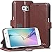 Galaxy S6 Wallet Case, VENA [vFolio | Genuine Leather] Slim Vintage Flip Wallet Stand Case with Card Slots for Samsung Galaxy S6 (Brown/Black)