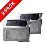 OxyLED(R) 2-パック組 SL05低電圧階段LEDソーラーステップライト ステンレス鋼の仕上げ 夜間自動点灯/昼自動消灯