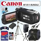 Canon Vixia HF-R11 20X 32GB Full HD Dual Flash Memory Camcorder and Deluxe Accessory Bundle