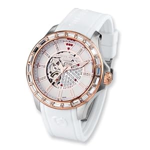 Rose Ip-pltd Wht Strap Stainless Steel Automatic Watch by Charles Hubert Paris Watches, Best Quality Free Gift Box Satisfaction Guaranteed