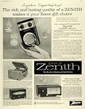 1957 Ad Zenith Radio Corp Chicago Pocket Tubeless 7 Transistor Schubert Zephyr – Original Print Ad