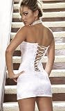 White Brocade Strapless Corset with Matching Mini Skirt