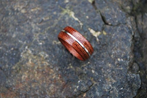 Mahogany Bentwood Ring with Sterling Silver Inlay