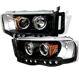 02-05 Dodge Ram Halo Projector Head Lights - Black by Dodge