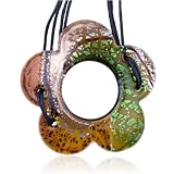 Amber Green Floret Dichroic Murano Glass Pendant Summer Fashion Jewelry