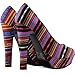 Women's Multi Color Tribal Stripes Round Platform Chunky High Heel Pump Fashion Shoes