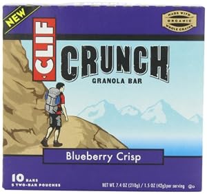 Clif Crunch Granola Bar, Blueberry Crisp, 1.5 Ounce, 5 Two-Bar Pouches