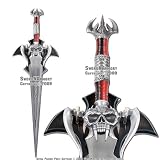 Medieval Fantasy Sword w/ Gothic Skull Handle & Plaque