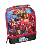 Heroes Dual Compartment Lunch Bag - Black and Red