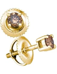 1.00CTW COGNAC DIAMOND STUD EARRING