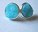 Summerfield Collection Silver-tone Faux Druzy Stone Stud Earrings 12mm (Aqua Blue)