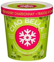 Ciao Bella Strawberry Chardonay Sorbetto, 16-Ounce Cups (Pack of 4)
