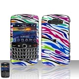 New Rainbow Zebra Blue Green Pink Silver Blackberry Bold 2 9700 Onyx Snap on Cell Phone Case