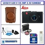 Leica D-Lux 4 10.1MP 2.5X Digital Camera (Black) + Leica Leather Carry Case (Brown) + Willoughby's 8GB Travelers Package