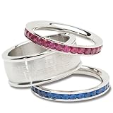 NHL New York Rangers Logo Crystal Stacked Ring Set (Size 8)
