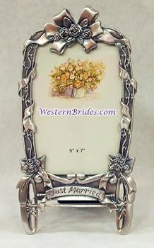 Just Married 5 x 7 Pewter Frame