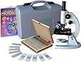 AmScope M60C-ABS-PS100-WM Beginner Microscope Kit, LED and Mirror Illumination, WF10x and WF20x Eyepieces, 40x-1000x Magnification, Includes Case, Set of 100 Prepared Slides, and Book