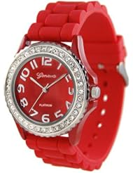 Womens Rhinestone Accented Watch Color: Red