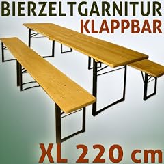 Bierzeltgarnitur 3-teilig L: 2,20m klappbarer Tisch und B�nke